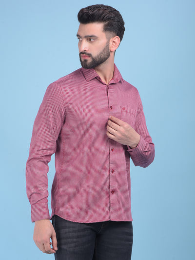 Red Printed 100% Cotton Shirt-Men Shirts-Crimsoune Club