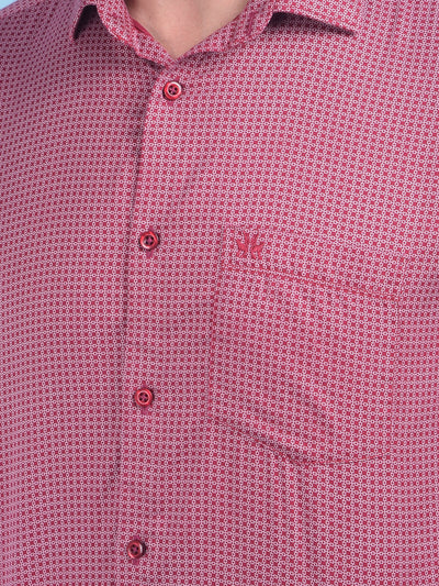 Red Printed 100% Cotton Shirt-Men Shirts-Crimsoune Club