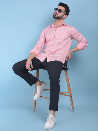 Pink Printed Shirt-Men Shirts-Crimsoune Club