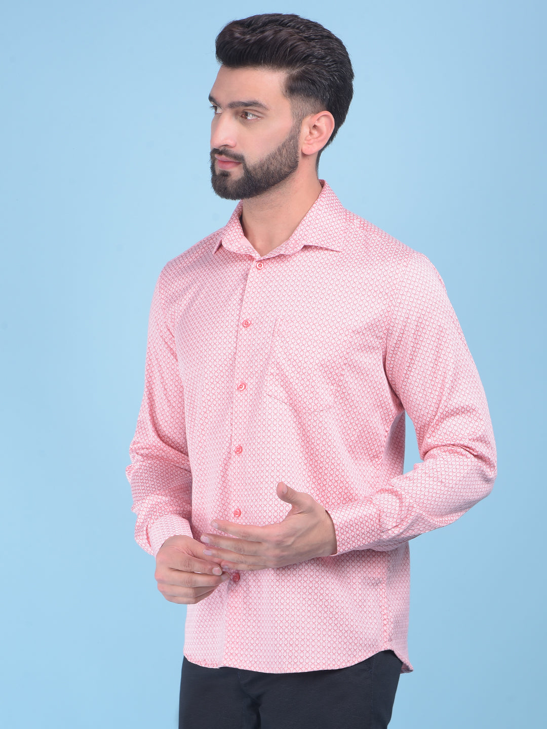 Pink Printed Shirt-Men Shirts-Crimsoune Club