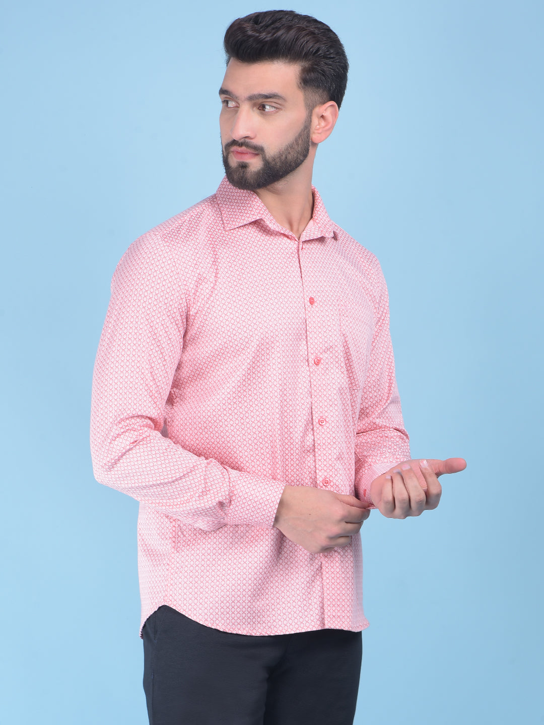 Pink Printed Shirt-Men Shirts-Crimsoune Club