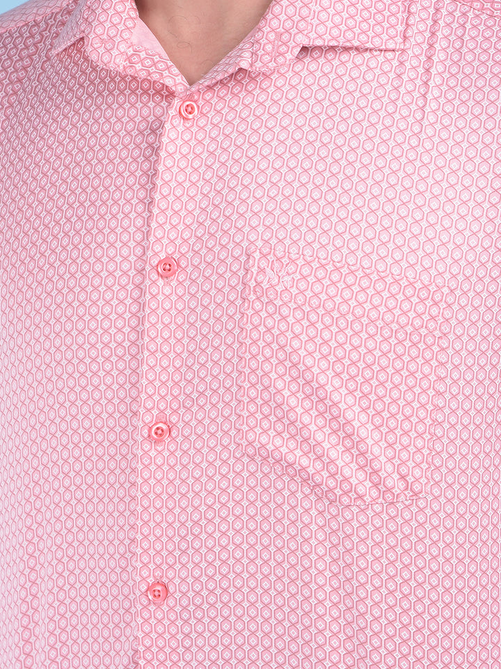 Pink Printed Shirt-Men Shirts-Crimsoune Club