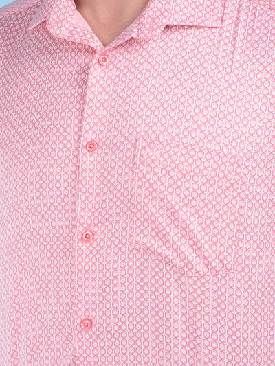 Pink Printed Shirt-Men Shirts-Crimsoune Club