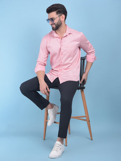 Pink Printed Shirt-Men Shirts-Crimsoune Club