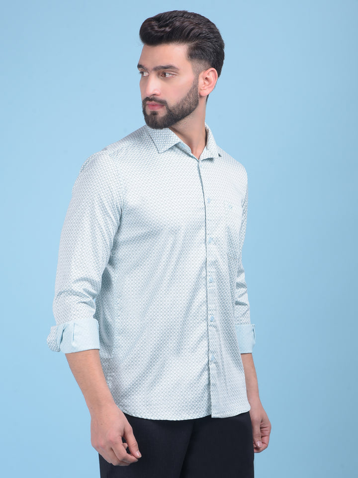 Green Printed Shirt-Men Shirts-Crimsoune Club