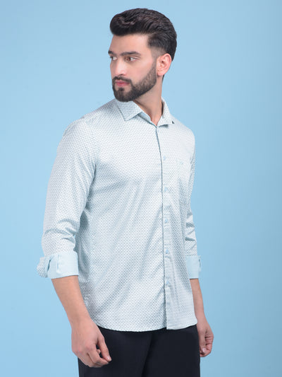 Green Printed Shirt-Men Shirts-Crimsoune Club