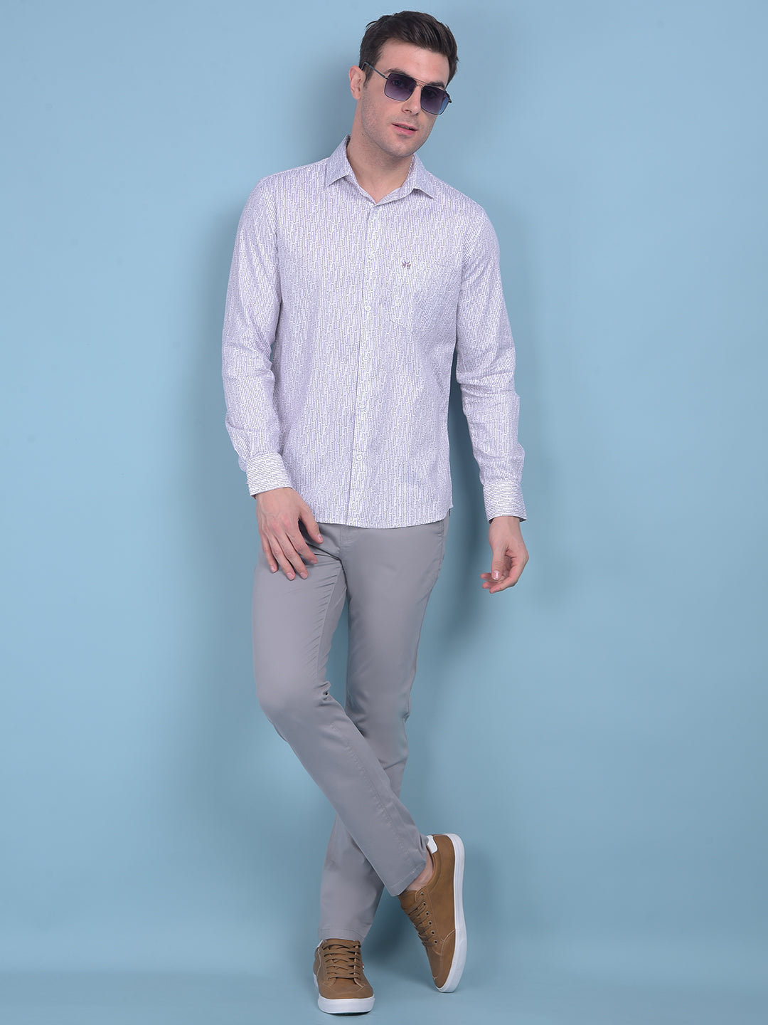 Printed Purple 100% Cotton Shirt-Men Shirts-Crimsoune Club