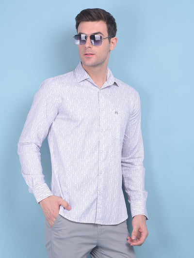 Printed Purple 100% Cotton Shirt-Men Shirts-Crimsoune Club