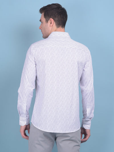 Printed Purple 100% Cotton Shirt-Men Shirts-Crimsoune Club