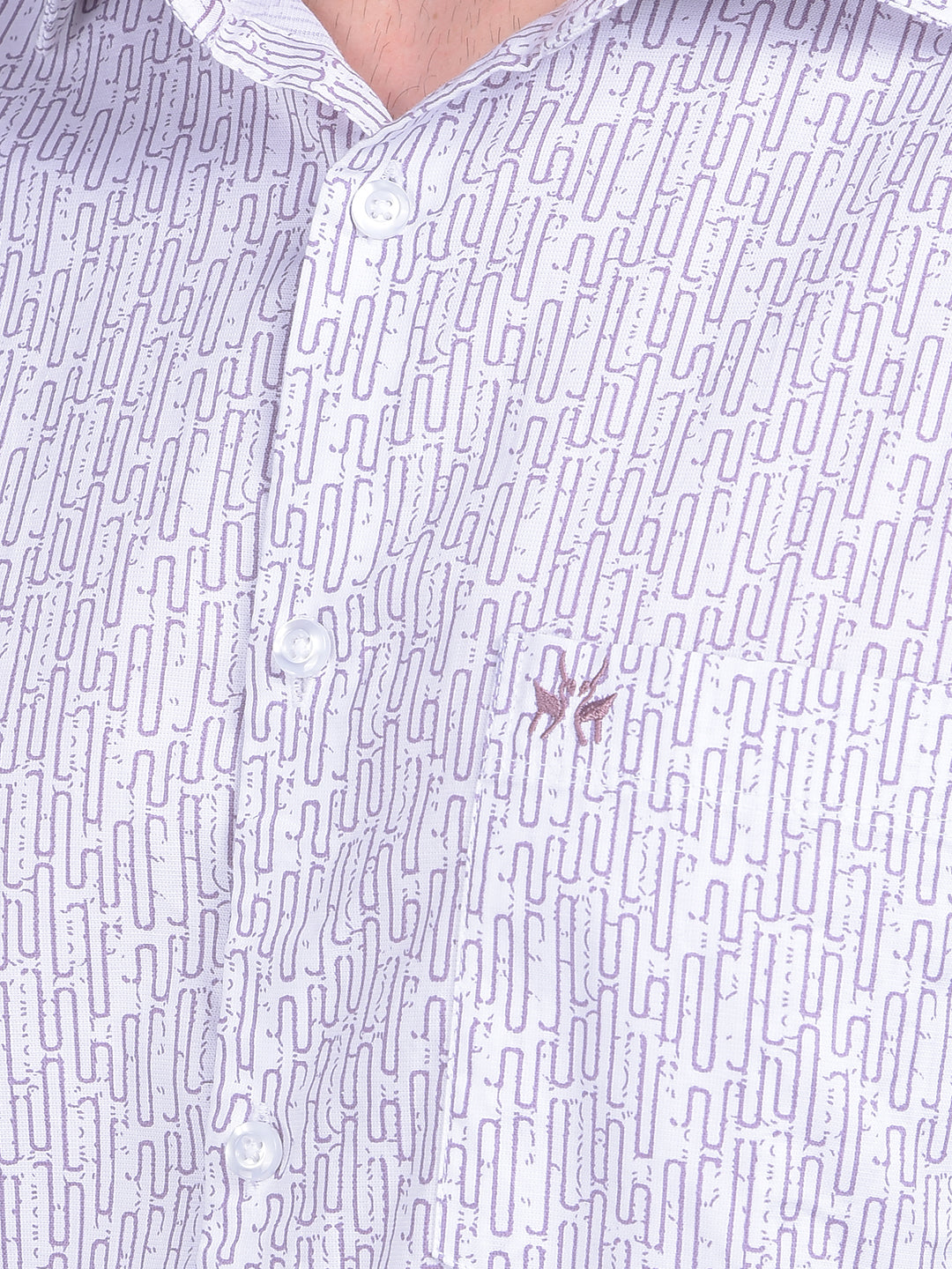 Printed Purple 100% Cotton Shirt-Men Shirts-Crimsoune Club