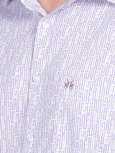 Printed Purple 100% Cotton Shirt-Men Shirts-Crimsoune Club