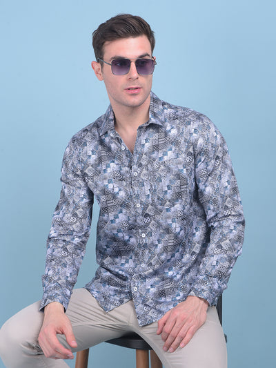 Printed Multi Colour 100% Cotton Shirt-Men Shirts-Crimsoune Club