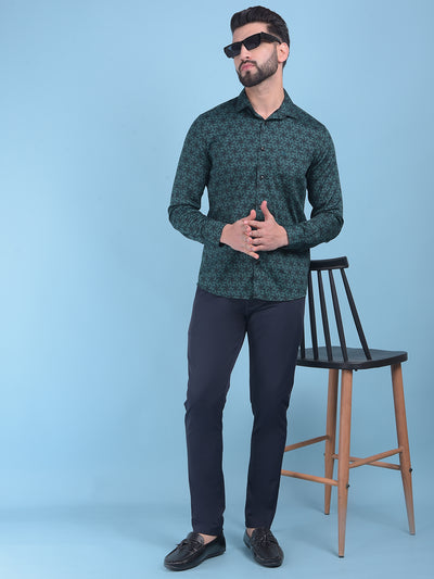 Blue Printed 100% Cotton Shirt-Men Shirts-Crimsoune Club