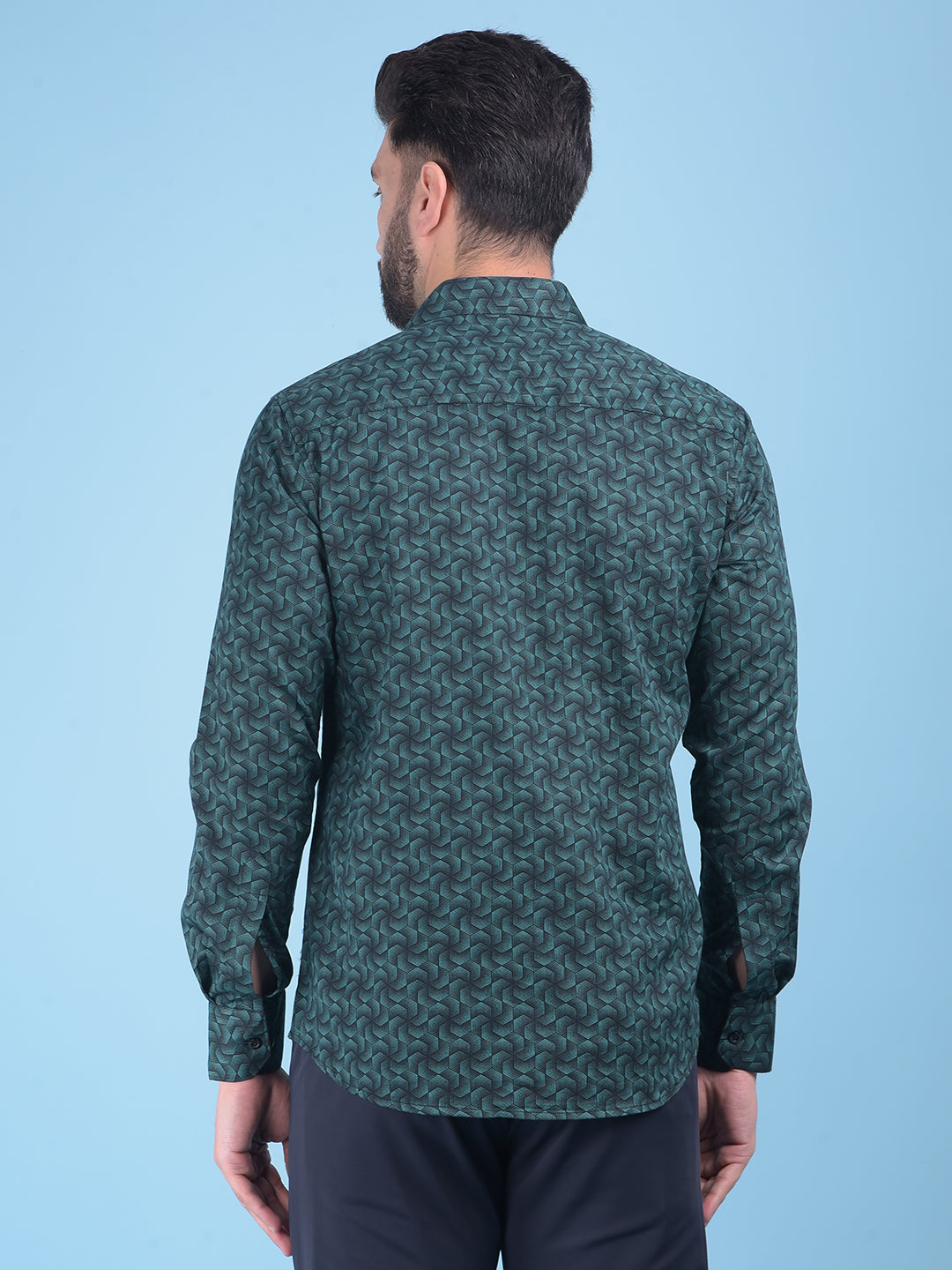 Blue Printed 100% Cotton Shirt-Men Shirts-Crimsoune Club