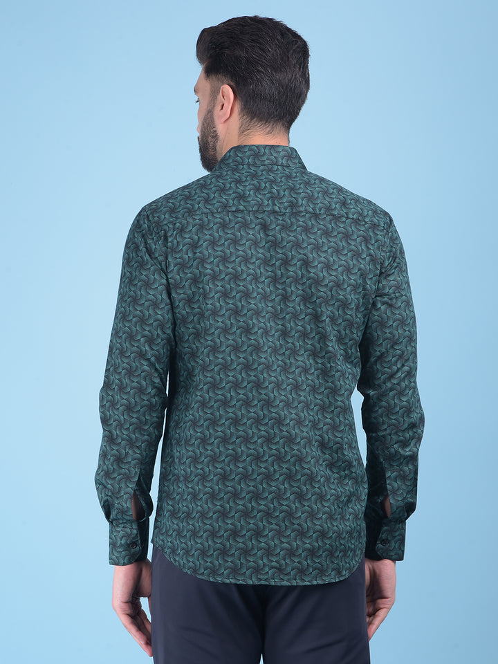 Blue Printed 100% Cotton Shirt-Men Shirts-Crimsoune Club