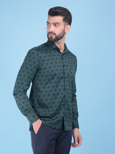 Blue Printed 100% Cotton Shirt-Men Shirts-Crimsoune Club