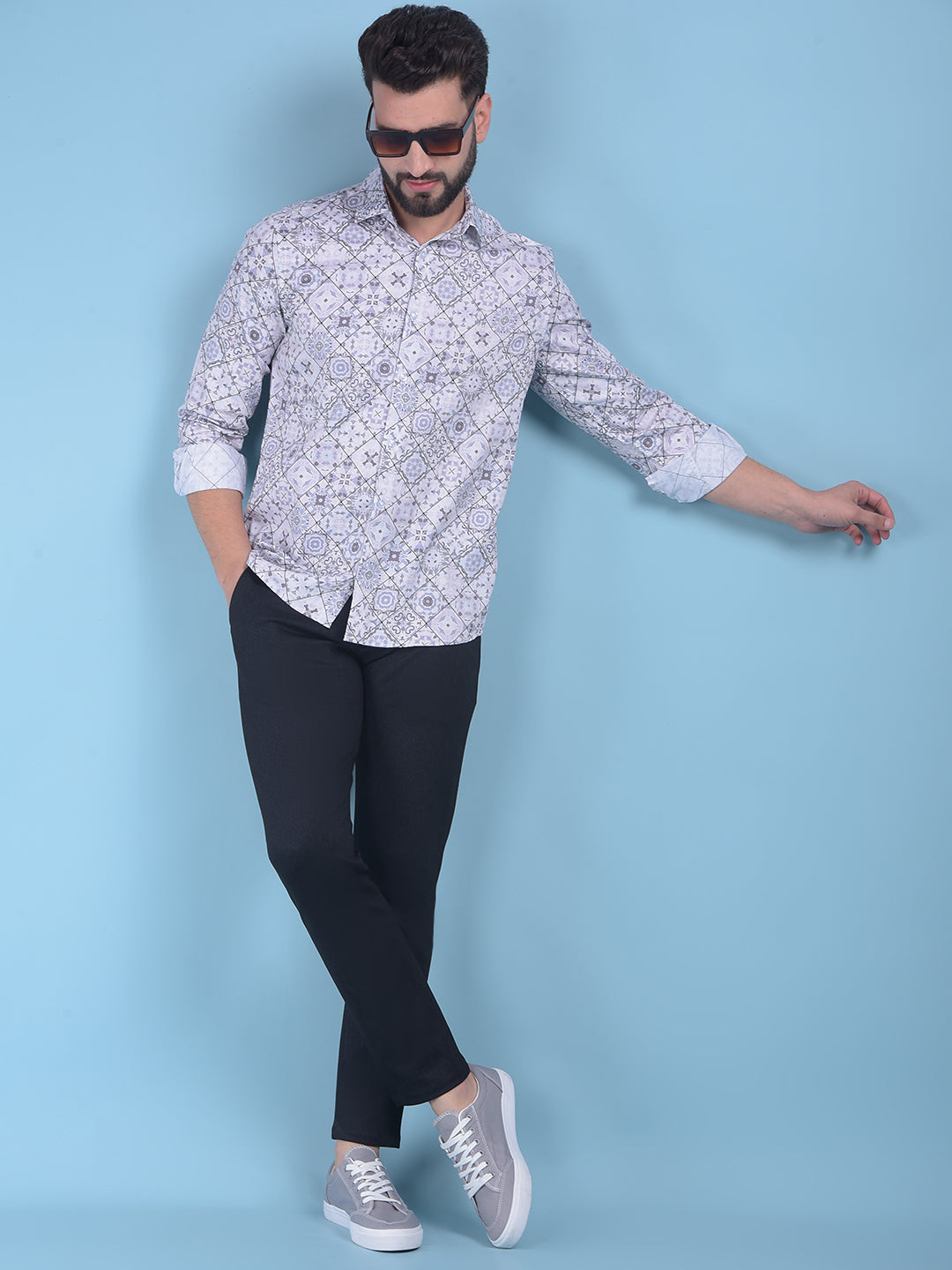 White Printed 100% Cotton Shirt-Men Shirts-Crimsoune Club