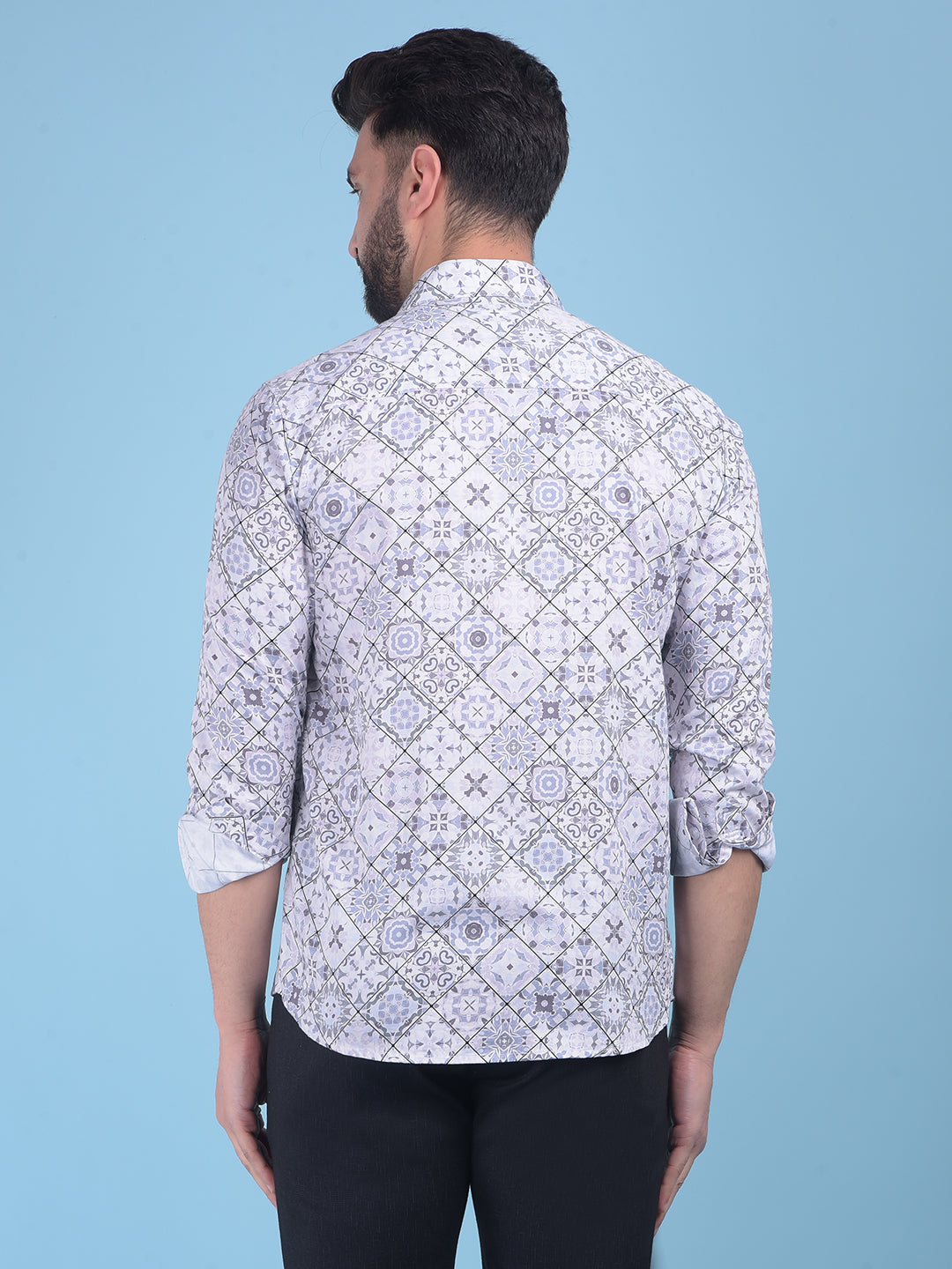 White Printed 100% Cotton Shirt-Men Shirts-Crimsoune Club