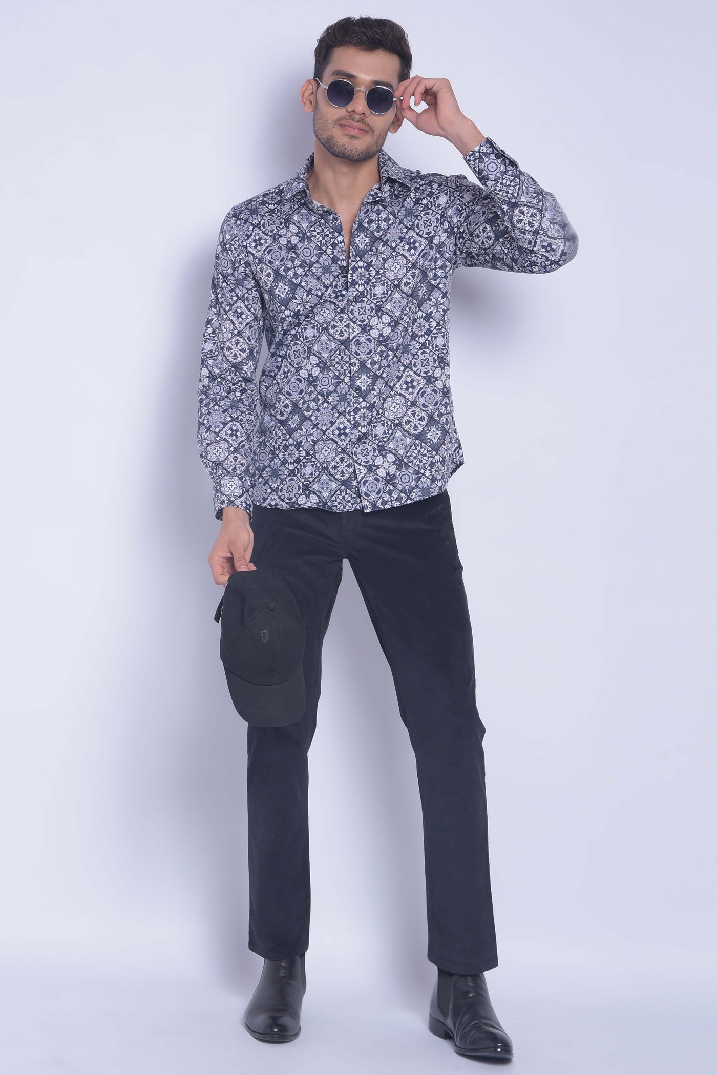 Grey Printed Shirt-Men Shirts-Crimsoune Club