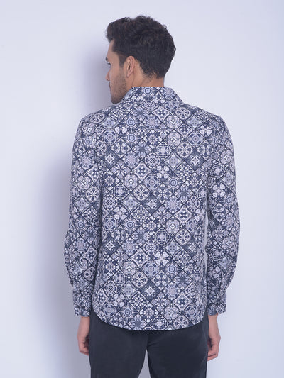 Grey Printed Shirt-Men Shirts-Crimsoune Club