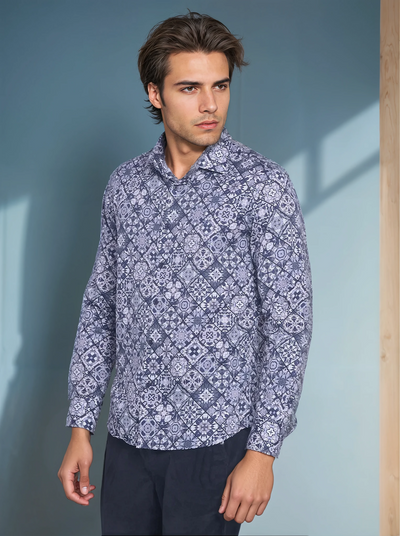 Grey Printed Shirt-Men Shirts-Crimsoune Club