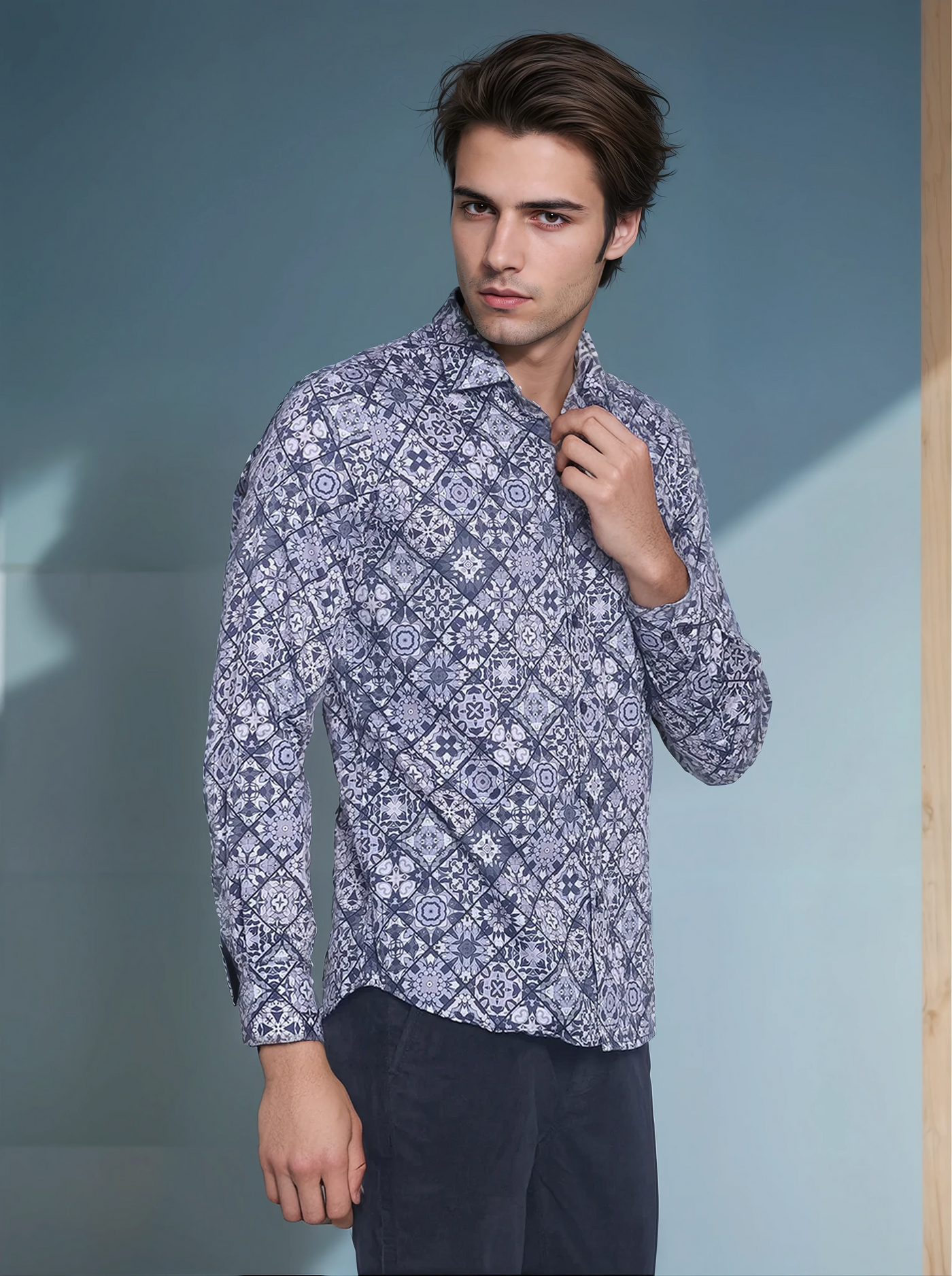 Grey Printed Shirt-Men Shirts-Crimsoune Club