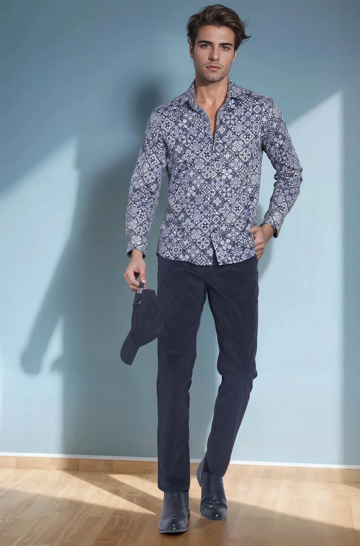 Grey Printed Shirt-Men Shirts-Crimsoune Club