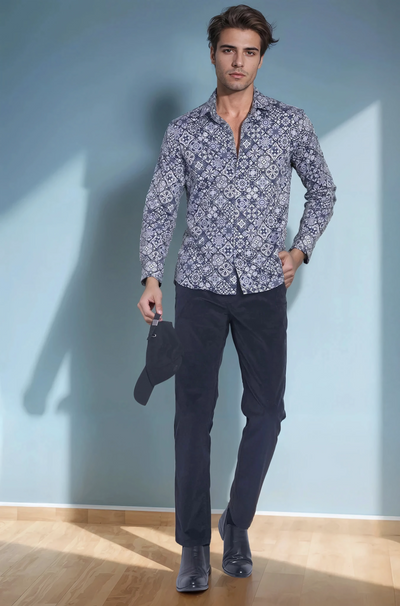 Grey Printed Shirt-Men Shirts-Crimsoune Club
