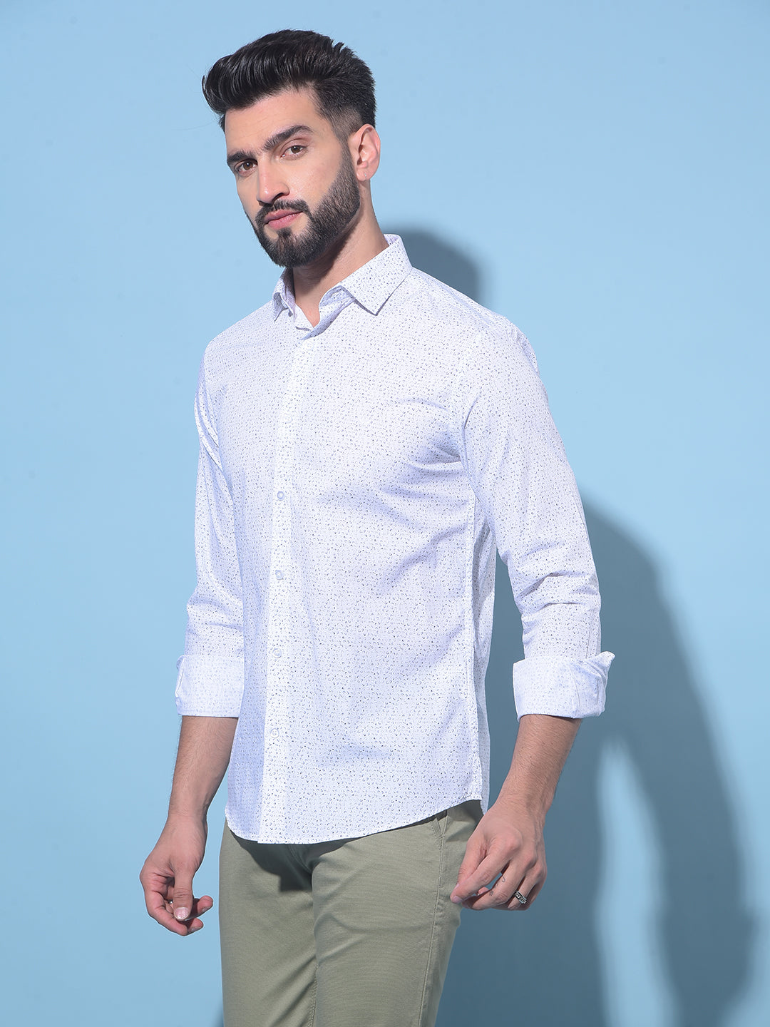 White Polka Dots 100% Cotton Shirt-Men Shirts-Crimsoune Club