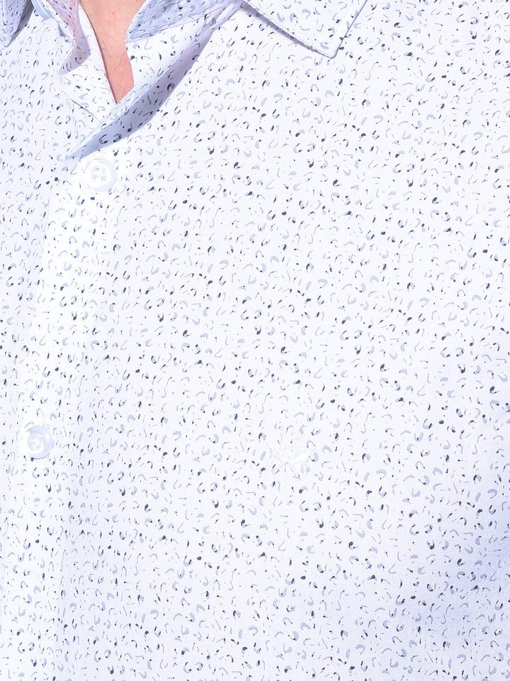 White Polka Dots 100% Cotton Shirt-Men Shirts-Crimsoune Club