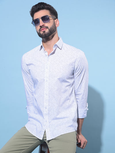 White Polka Dots 100% Cotton Shirt-Men Shirts-Crimsoune Club