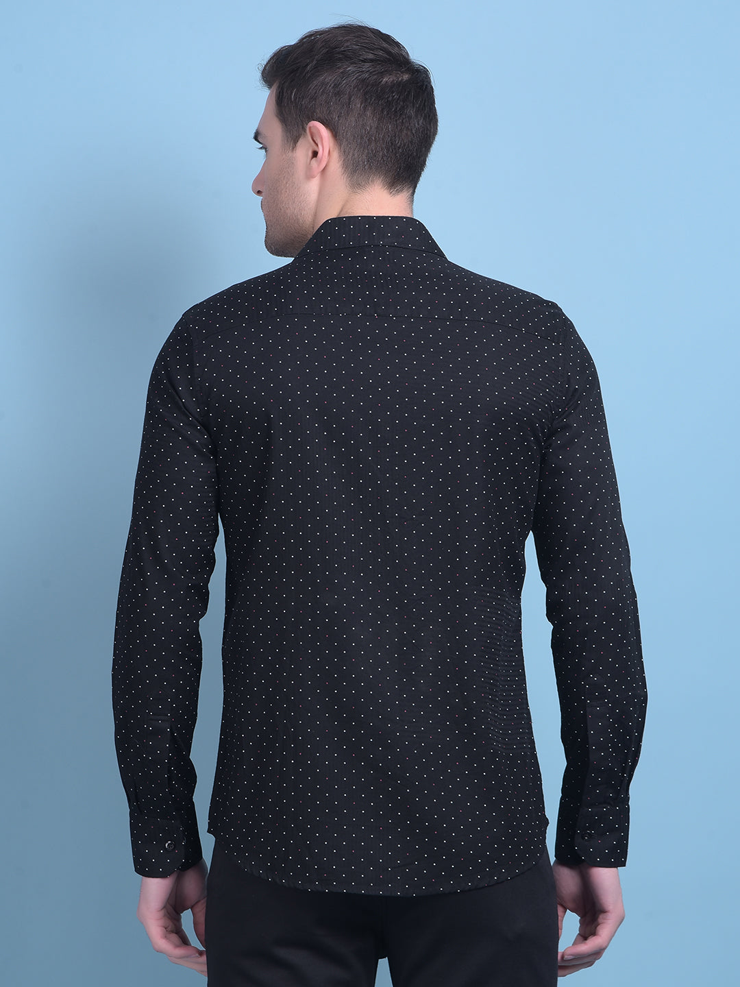 Black Polka Dots 100% Cotton Shirt-Men Shirts-Crimsoune Club