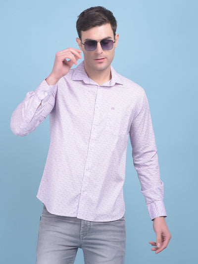 Printed Purple 100% Cotton Shirt-Men Shirts-Crimsoune Club