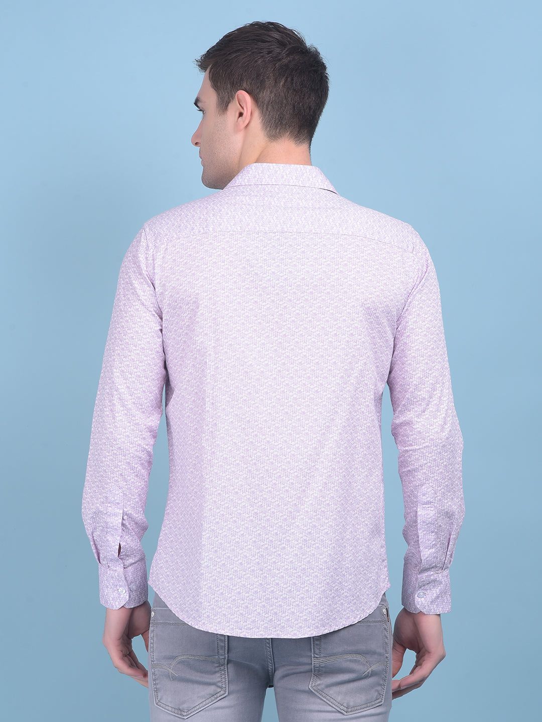 Printed Purple 100% Cotton Shirt-Men Shirts-Crimsoune Club