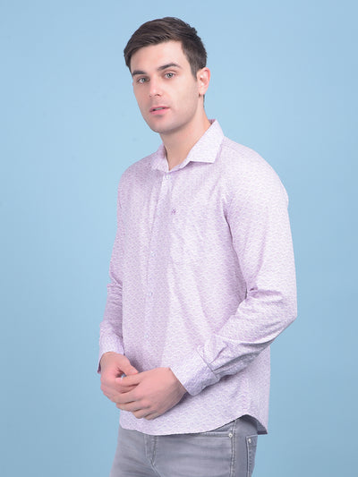 Printed Purple 100% Cotton Shirt-Men Shirts-Crimsoune Club