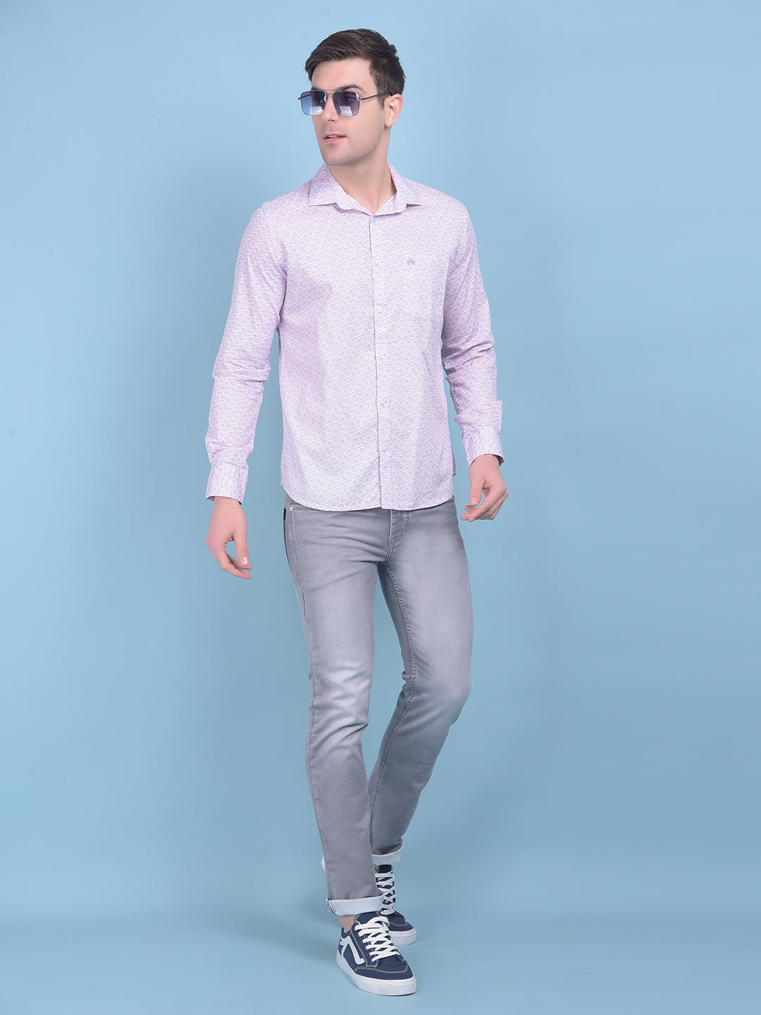 Printed Purple 100% Cotton Shirt-Men Shirts-Crimsoune Club