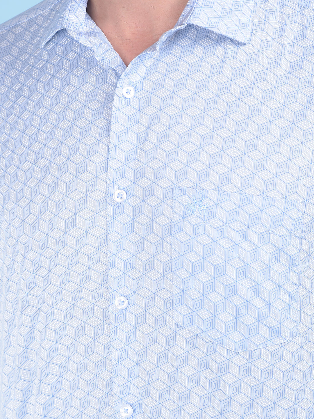 Printed Blue 100% Cotton Shirt-Men Shirts-Crimsoune Club