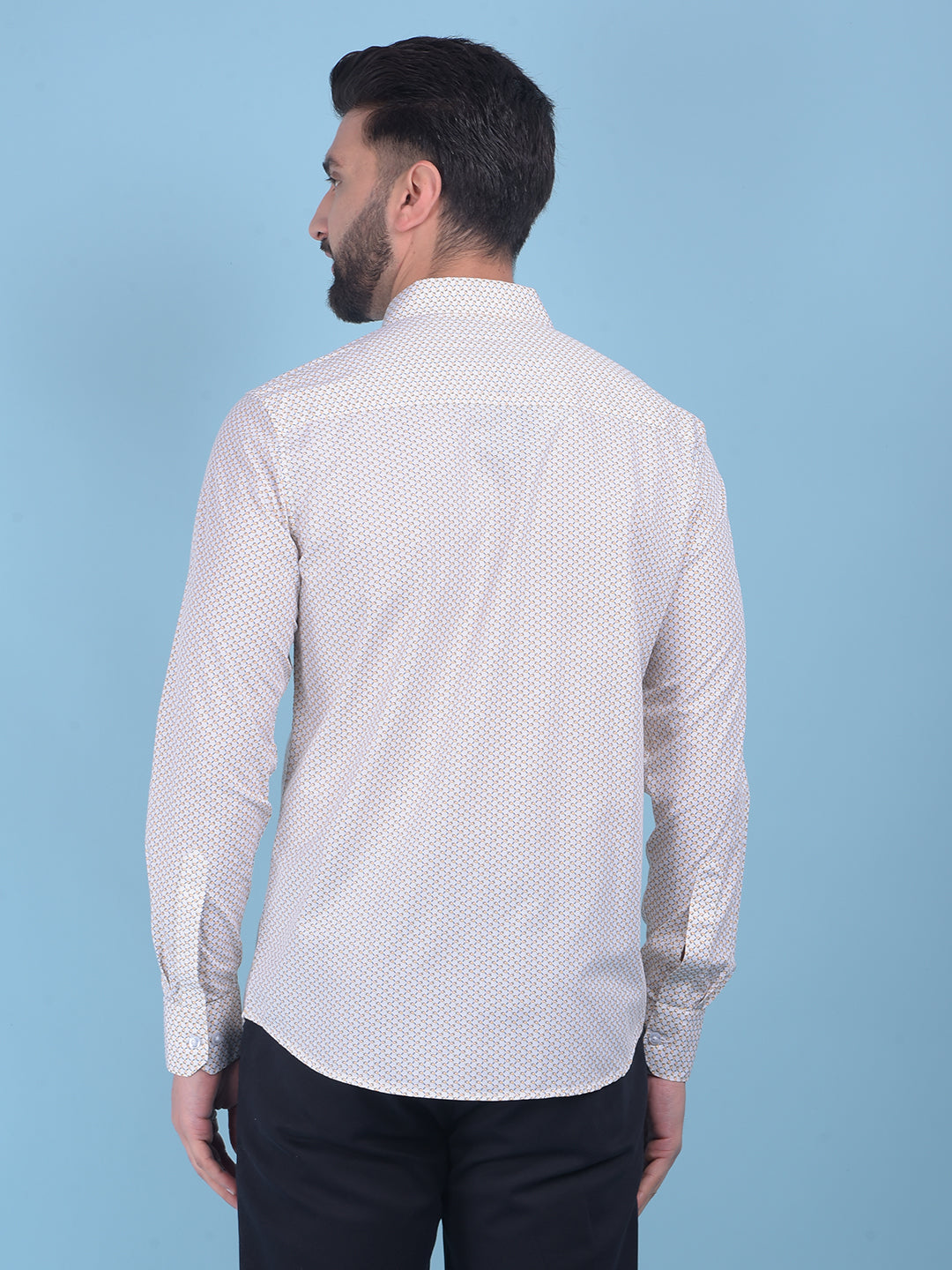 White Printed 100% Cotton Shirt-Men Shirts-Crimsoune Club