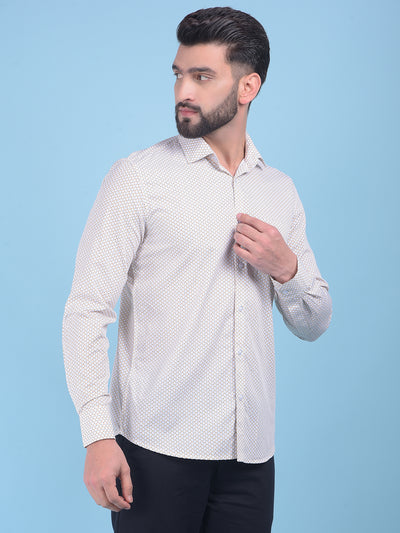 White Printed 100% Cotton Shirt-Men Shirts-Crimsoune Club