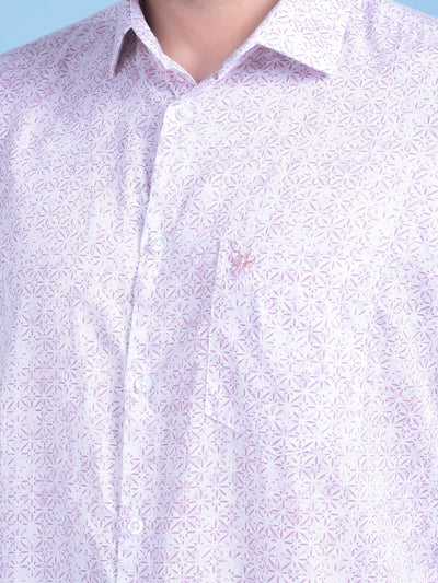 Purple Floral Print 100% Cotton Shirt-Men Shirts-Crimsoune Club