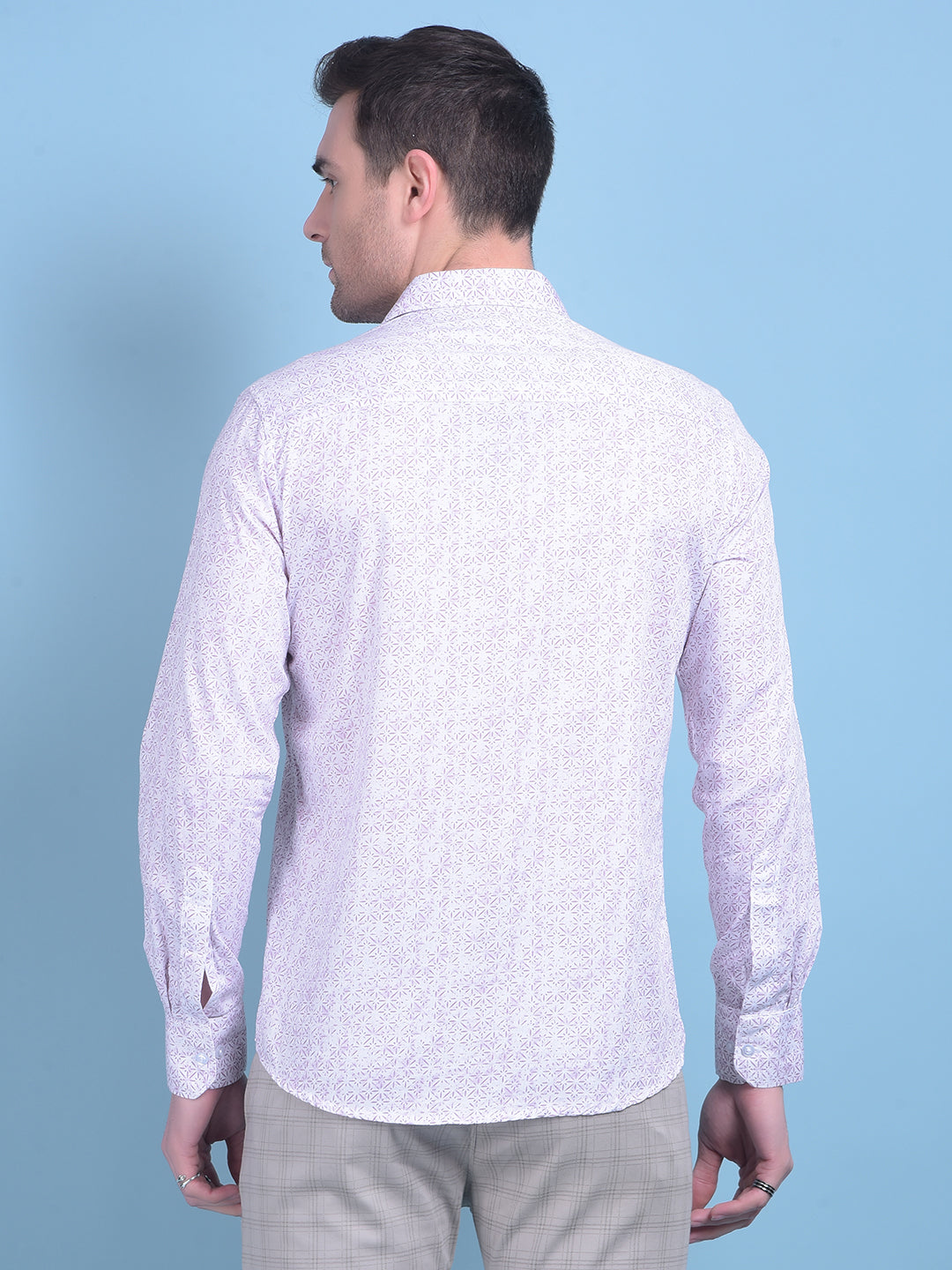 Purple Floral Print 100% Cotton Shirt-Men Shirts-Crimsoune Club