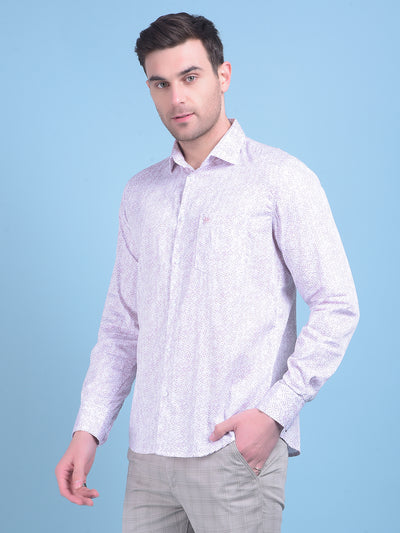 Purple Floral Print 100% Cotton Shirt-Men Shirts-Crimsoune Club