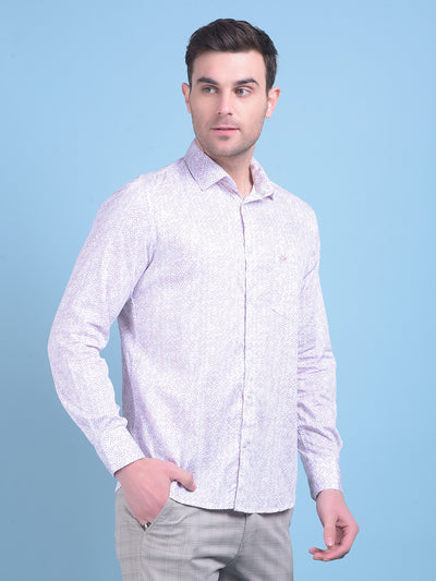 Purple Floral Print 100% Cotton Shirt-Men Shirts-Crimsoune Club