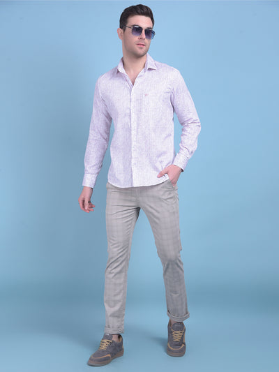 Purple Floral Print 100% Cotton Shirt-Men Shirts-Crimsoune Club