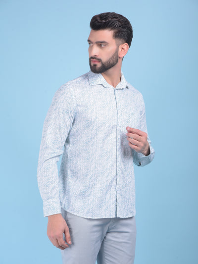 Green Floral Print 100% Cotton Shirt-Men Shirts-Crimsoune Club