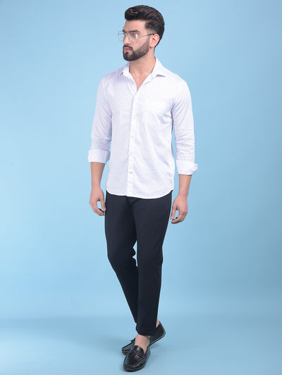 White Printed 100% Cotton Shirt-Men Shirts-Crimsoune Club