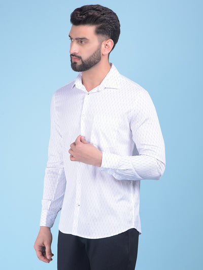 White Printed 100% Cotton Shirt-Men Shirts-Crimsoune Club