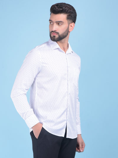 White Printed 100% Cotton Shirt-Men Shirts-Crimsoune Club