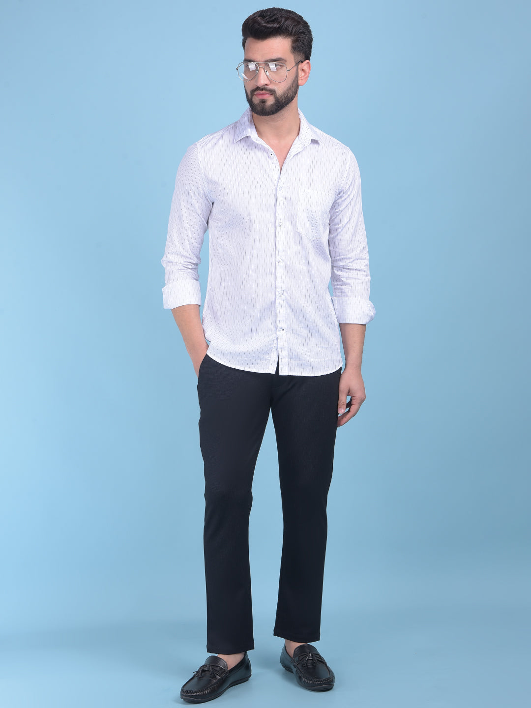 White Printed 100% Cotton Shirt-Men Shirts-Crimsoune Club