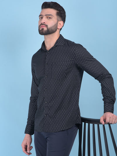 Black Printed 100% Cotton Shirt-Men Shirts-Crimsoune Club